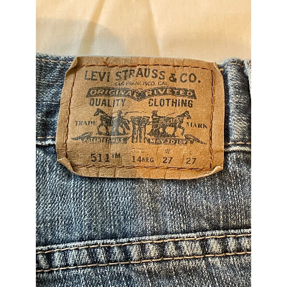 Vintage Levi's 511 Jeans Denim Straight 100% Cotton Size 27x27 or Boy's 14 - Picture 3 of 9